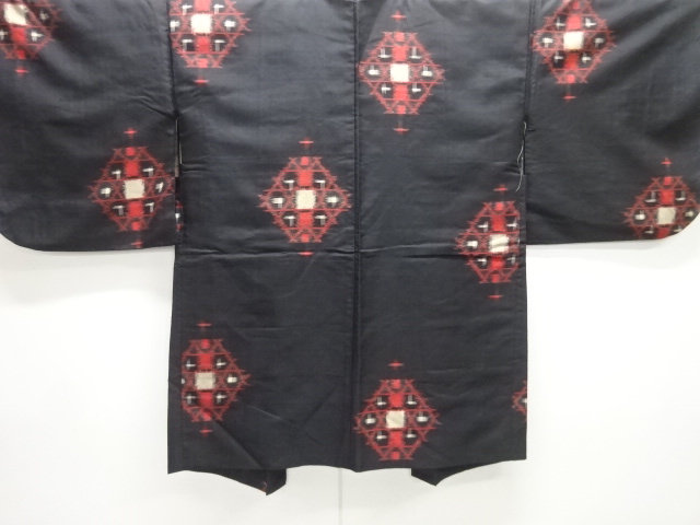 JAPANESE ANTIQUE HAORI / TAISHO ROMAN STYLE / MEISEN / WOVEN ABSTRACT PATTERN